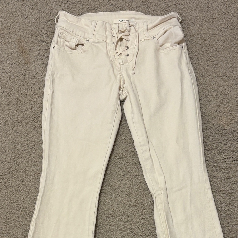 PacSun Cream Boot Cut Jeans